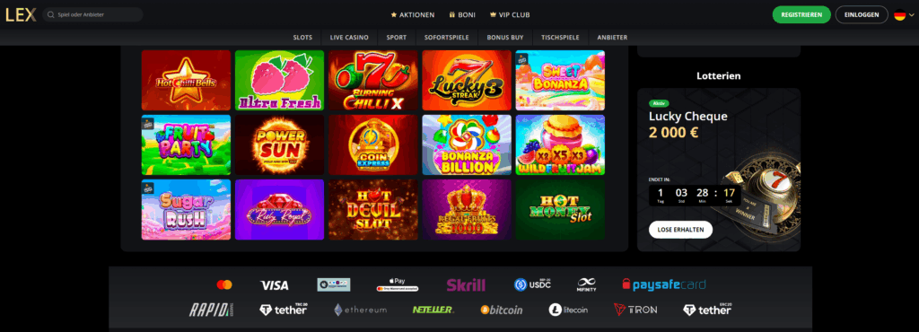 Lex Casino payout